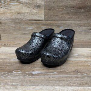 Dansko Black Patterned Women's Clogs